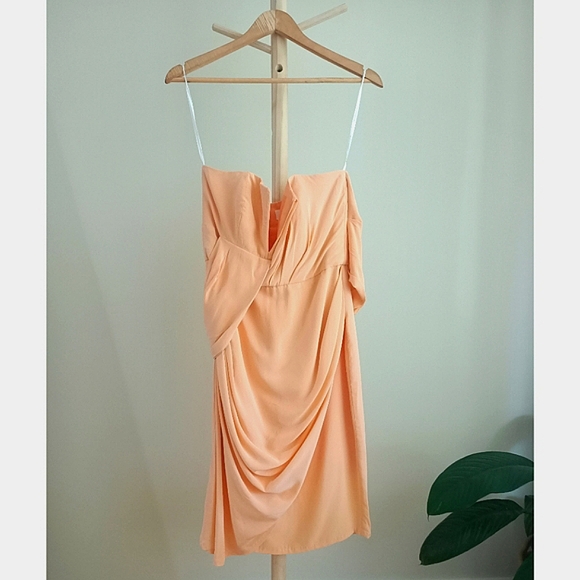 ZIMMERMANN One Shoulder Drape Dress Silk in Peach Coral *Size 2* - Picture 4 of 8